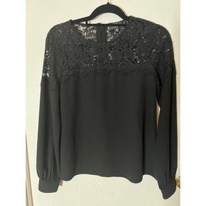 Lulus Black Long Sleeve Lace On the Top Size XS